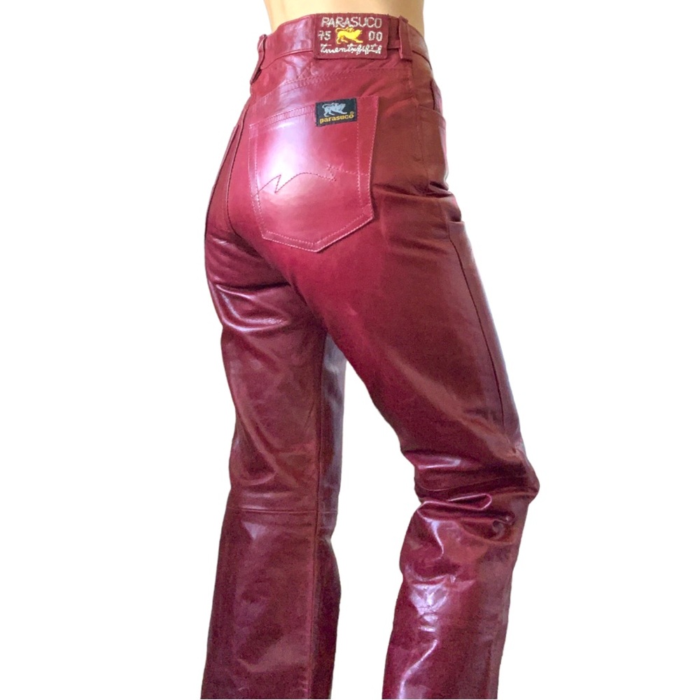NWT Vintage Parasuco Leather Pants in Burgundy